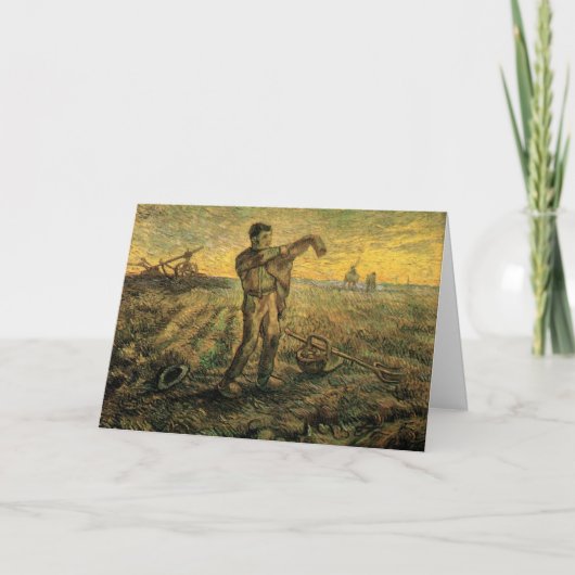 Avond - Einde van de Dag door Vincent van Gogh Kaart (Voorkant)
