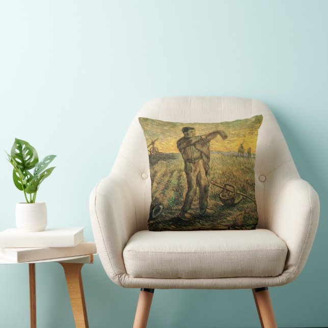 Avond - Einde van de Dag door Vincent van Gogh Kussen (Stoel)