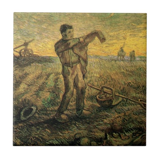 Avond - Einde van de Dag door Vincent van Gogh Tegeltje (Voorkant)