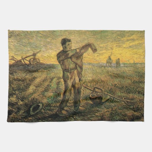 Avond - Einde van de Dag door Vincent van Gogh Theedoek (Horizontaal)