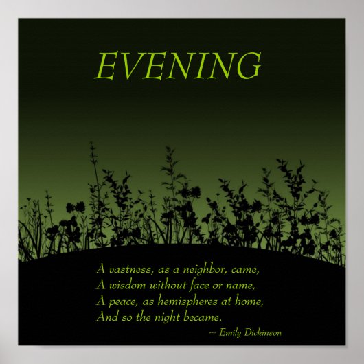 Avond; Emily Dickinson Poster (Voorkant)