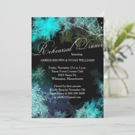 Avond Forest Wedding Rehearsal Dinner Kaart (Staand voorkant)