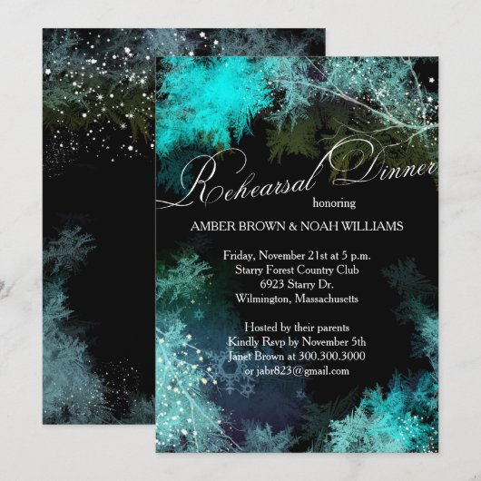 Avond Forest Wedding Rehearsal Dinner Kaart (Voorkant / Achterkant)