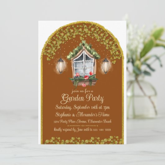 Avond Garden Party Uitnodiging (Staand voorkant)