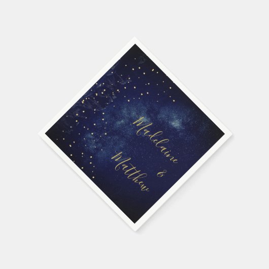 Avond Gouden Sterren Blauw Astrale Huwelijk Servet (Hoek)