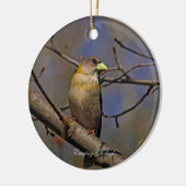 Avond Grosbeak-fotografie Keramisch Ornament (Links)