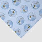 Avond Grosbeak Winter Schilderij Originele Vogelku Tissuepapier (Detail)