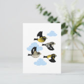 Avond Grosbeaks in de vlucht Briefkaart (Staand voorkant)