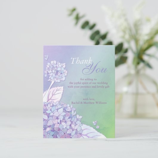 Avond Hydrangeas Ombre Wedding Hartelijk dank Bedankkaart (Staand voorkant)