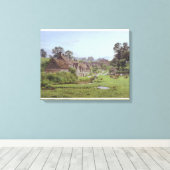 Avond in Arlington Row, Bibury, Gloucestershire Canvas Afdruk (Insitu (Houten vloer))
