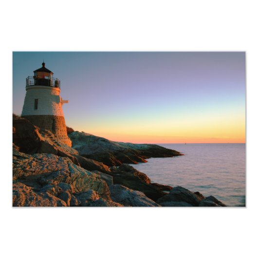 Avond in Castle Hill Lighthouse Foto Afdruk (Voorkant)