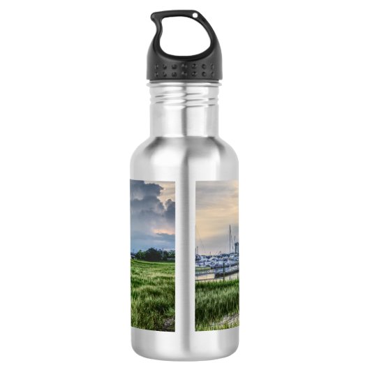 Avond in de Charleston Harbour Water Bottle Waterfles (Achterkant)