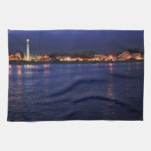 Avond in de Santa Cruz Boardwalk Theedoek (Horizontaal)