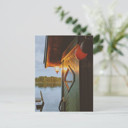 Avond in de sauna feestdagenkaart (Staand voorkant)