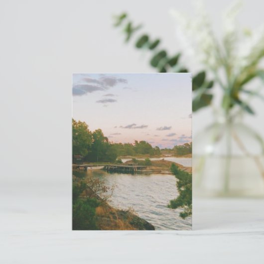 Avond in de Zweedse archipel Feestdagenkaart (Staand voorkant)