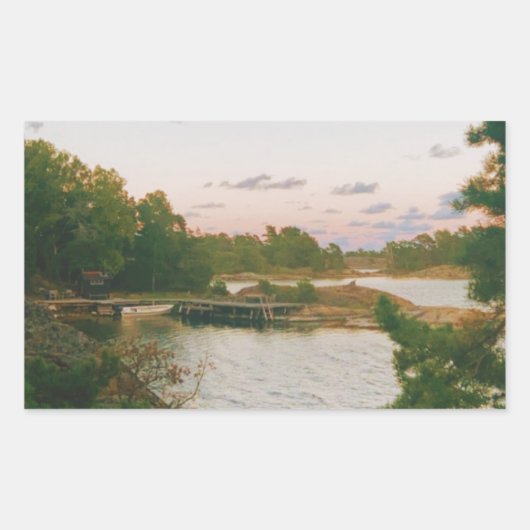 Avond in de Zweedse archipel Rechthoekige Sticker (Voorkant)