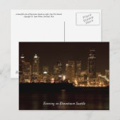 Avond in het Briefkaart van het centrum van Seattl (Voorkant / Achterkant)