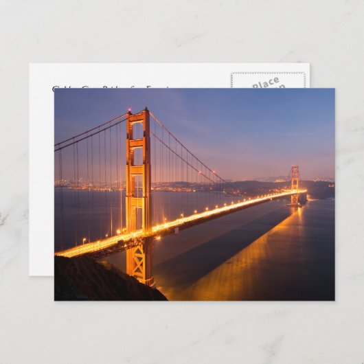Avond in het Golden Gate Bridge briefkaart (Voorkant / Achterkant)