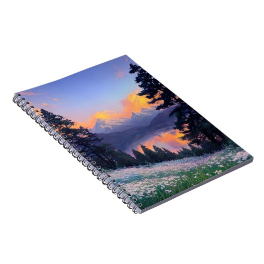 Avond in het Hidden Mountain Lake Notitieboek (Rechterzijde)