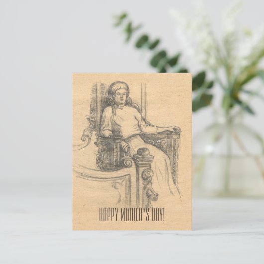 Avond in het oude huis briefkaart (Staand voorkant)