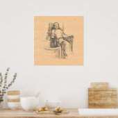 Avond in het oude huis poster (Keuken)