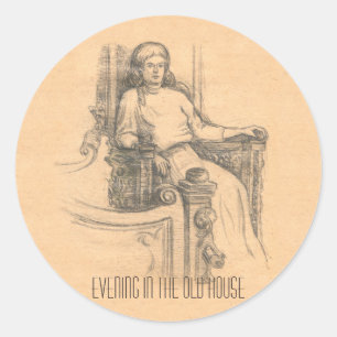 Avond in het oude huis ronde sticker