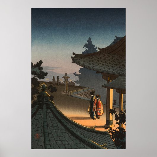 Avond in Miidera Temple door Tsuchiya Koitsu Poster (Voorkant)