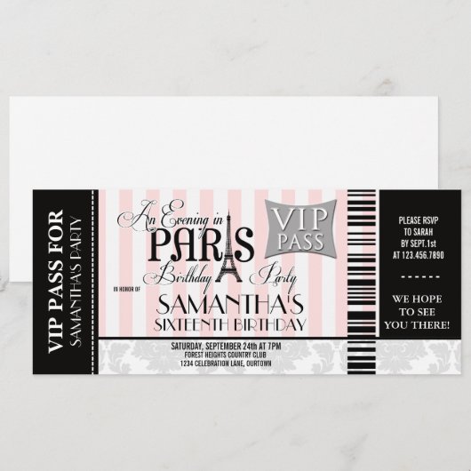 Avond in Parijs 16 feestelijke uitnodigingen (Voorkant / Achterkant)
