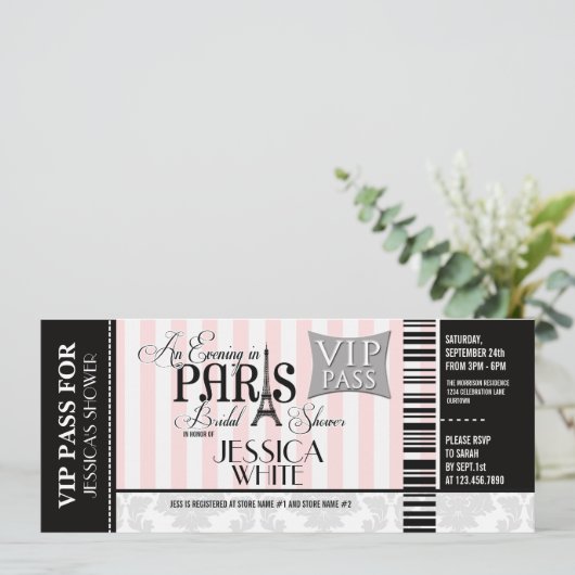 Avond in Parijs Bridal Shower Invitations Kaart (Staand voorkant)