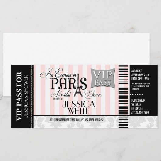 Avond in Parijs Bridal Shower Invitations Kaart (Voorkant / Achterkant)