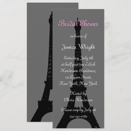 Avond in Parijs Bridal Shower Kaart (Voorkant / Achterkant)