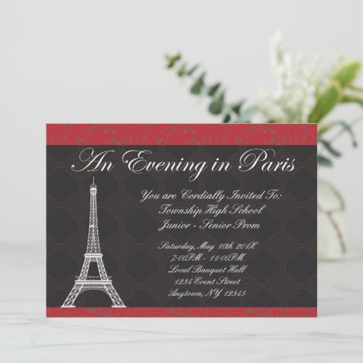 Avond in Parijs Thema Prom Uitnodigingen (Staand voorkant)
