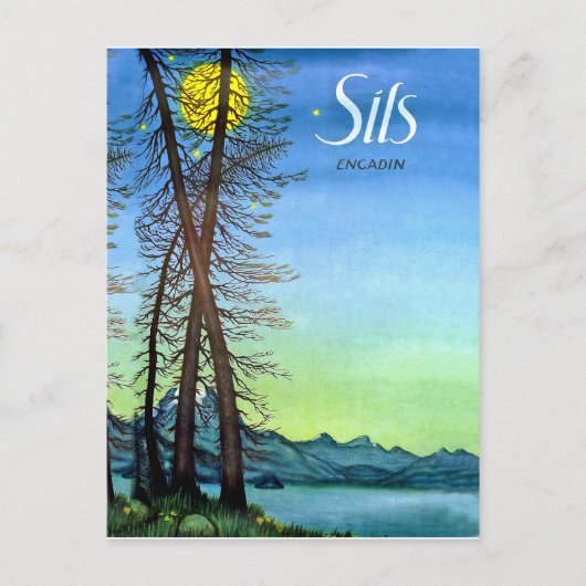 Avond in Sils, Engadin, Zwitserland,  Briefkaart (Voorkant)