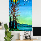 Avond in Sils, Engadin, Zwitserland, vintage Poster (Thuiskantoor)