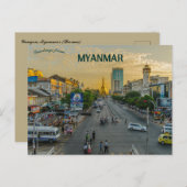 Avond in Yangon Myanmar Birma Briefkaart (Voorkant / Achterkant)