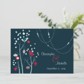 Avond Kerst Winter Vogels Huwelijksuitnodiging Kaart (Staand voorkant)