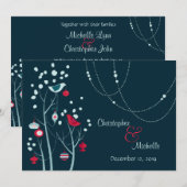 Avond Kerst Winter Vogels Huwelijksuitnodiging Kaart (Voorkant / Achterkant)