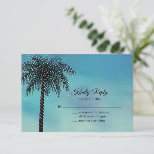 Avond Koord Lichten Palm Tree RSVP turquoise (Staand voorkant)