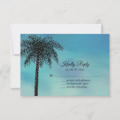 Avond Koord Lichten Palm Tree RSVP turquoise Kaartje (Voorkant)