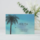 Avond Koord Lichten Palm Tree RSVP turquoise Kaartje (Staand voorkant)