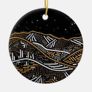 "Avond Landscape Holiday"-Ornament Keramisch Ornament