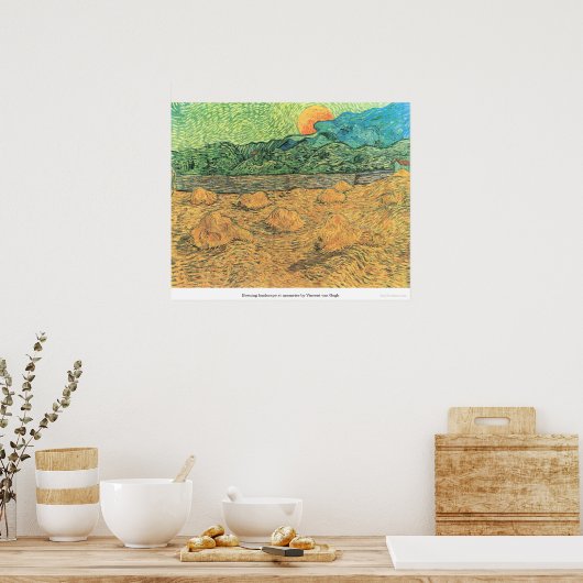 Avond landschap in moonrise door Vincent van Gogh Poster (Keuken)