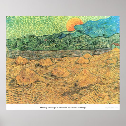 Avond landschap in moonrise door Vincent van Gogh Poster (Voorkant)