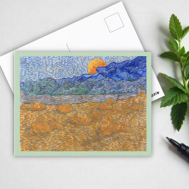Avond Landschap met de Rising Moon van Van Gogh Briefkaart