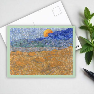 Avond Landschap met de Rising Moon van Van Gogh Briefkaart