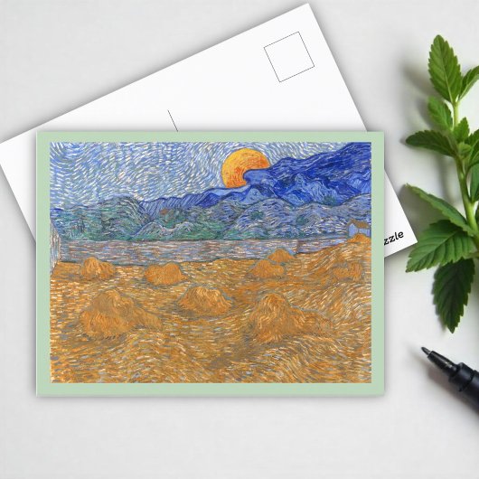 Avond Landschap met de Rising Moon van Van Gogh Briefkaart