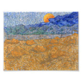 Avond Landschap met de Rising Moon van Van Gogh Foto Afdruk (Voorkant)