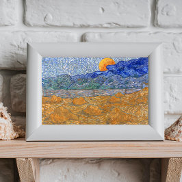 Avond Landschap met de Rising Moon van Van Gogh Foto Afdruk