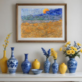 Avond Landschap met de Rising Moon van Van Gogh Poster