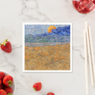 Avond Landschap met de Rising Moon van Van Gogh Servet